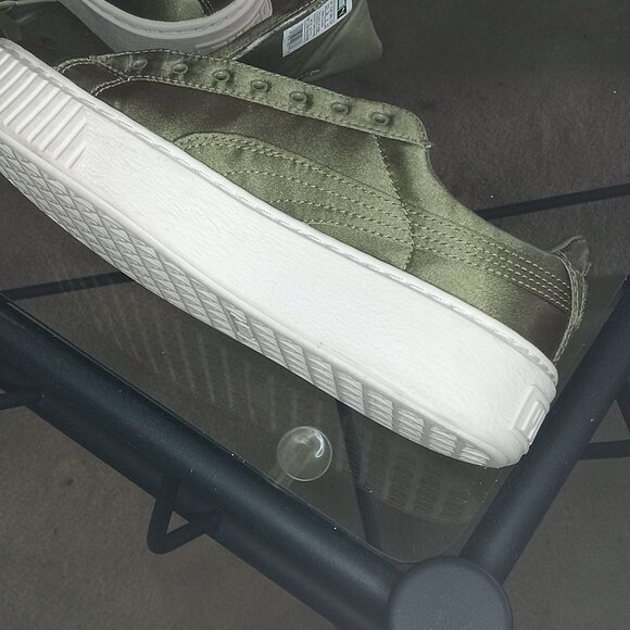 Puma Army Green Satin Sneakers - Picture 8 of 9